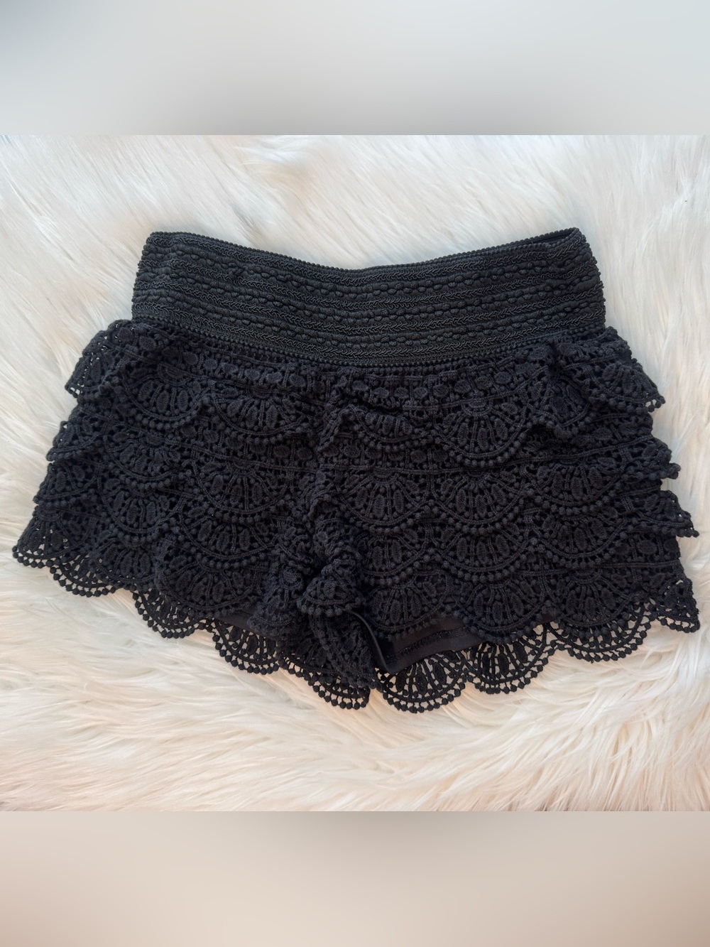 Rewind Black Crochet Lace Women’s Shorts